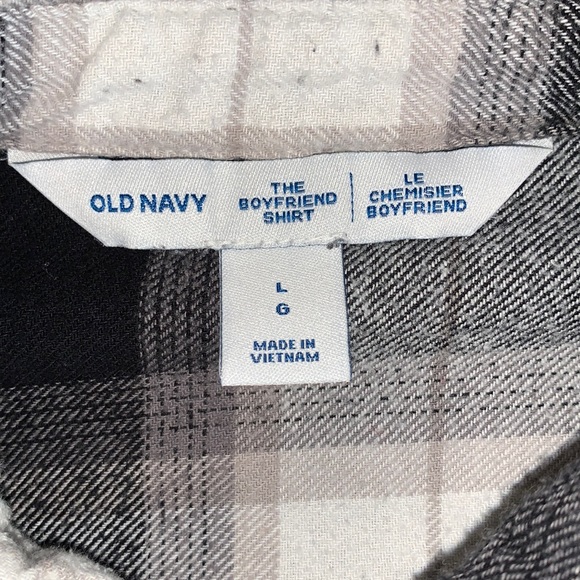 Old Navy black and white Boyfriend shirt; ladies size large - Picture 3 of 3